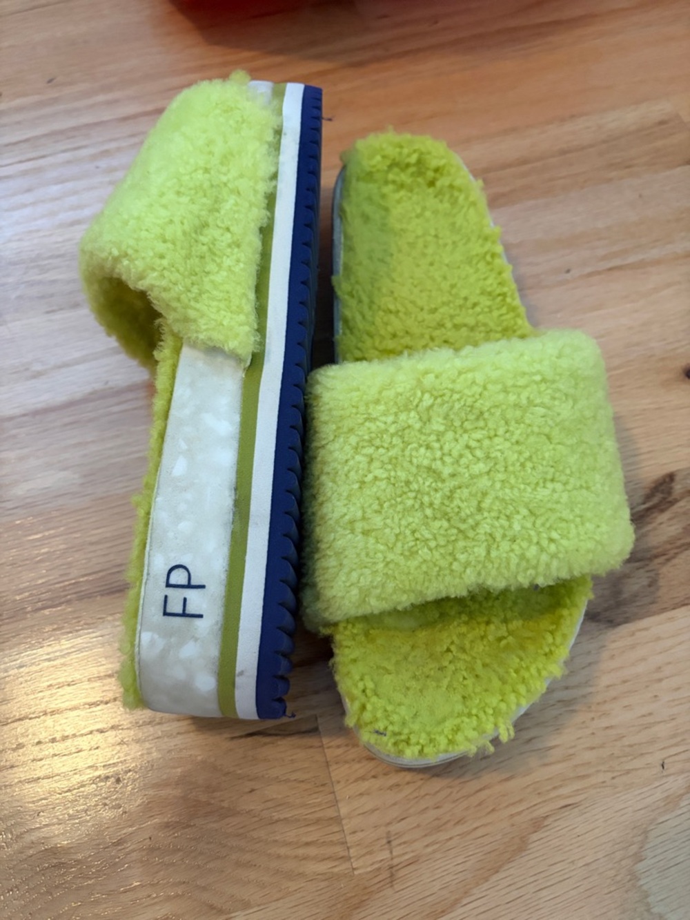 Fleks for Free People; these Cito Slides  colorful, soft teddy bear shearling
